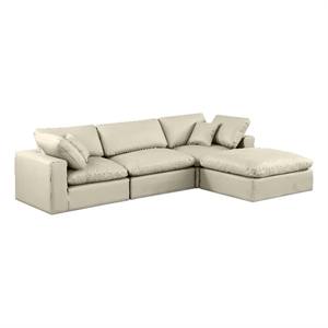 Meridian Furniture Comfy Cream Vegan Leather 4-Pc. Modular Sectional