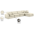 Meridian Furniture Comfy Cream Vegan Leather 5-Pc. Modular Sectional