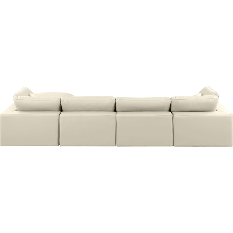 Meridian Furniture Comfy Cream Vegan Leather 5-Pc. Modular Sectional