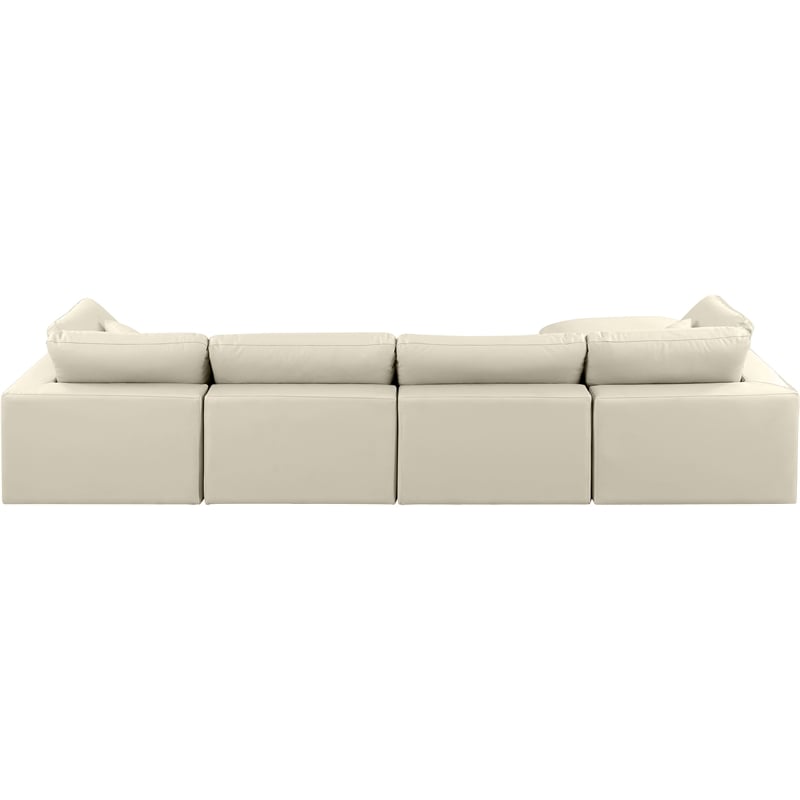 Meridian Furniture Comfy Cream Vegan Leather 5-Pc. Modular Sectional