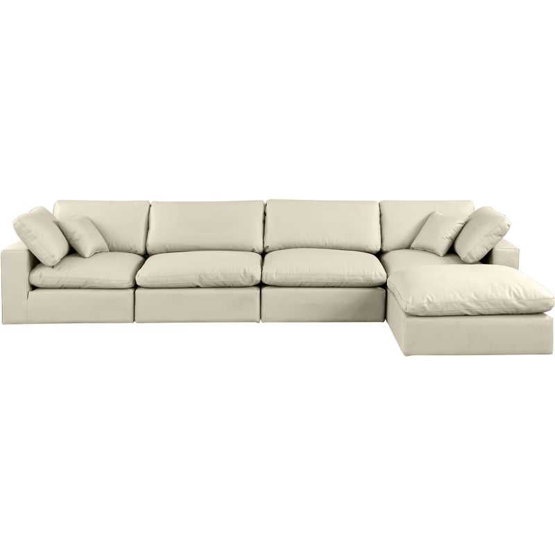Meridian Furniture Comfy Cream Vegan Leather 5-Pc. Modular Sectional
