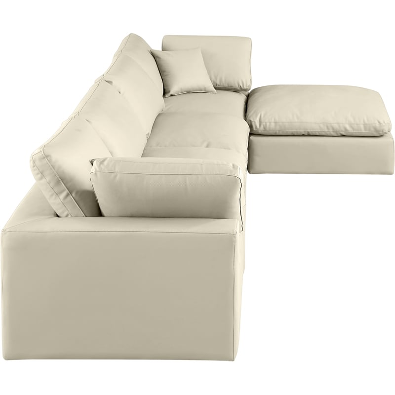 Meridian Furniture Comfy Cream Vegan Leather 5-Pc. Modular Sectional