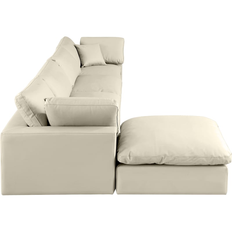 Meridian Furniture Comfy Cream Vegan Leather 5-Pc. Modular Sectional