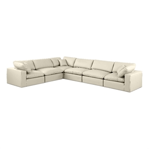 Meridian Furniture Comfy Cream Vegan Leather 6-Pc. Modular Sectional