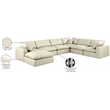 Meridian Furniture Comfy Cream Vegan Leather 7-Pc. Modular Sectional