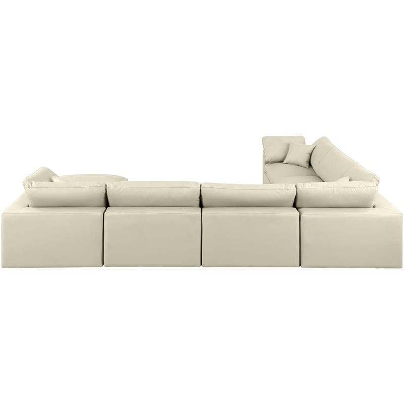 Meridian Furniture Comfy Cream Vegan Leather 7-Pc. Modular Sectional