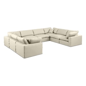 Meridian Furniture Comfy Cream Vegan Leather 8-Pc. Modular Sectional