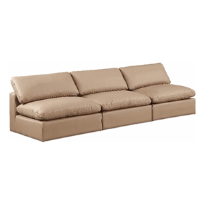Meridian Furniture Comfy Tan Vegan Leather 3-Pc. Modular Sofa