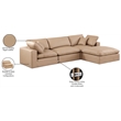 Meridian Furniture Comfy Tan Vegan Leather 4-Pc. Modular Sectional