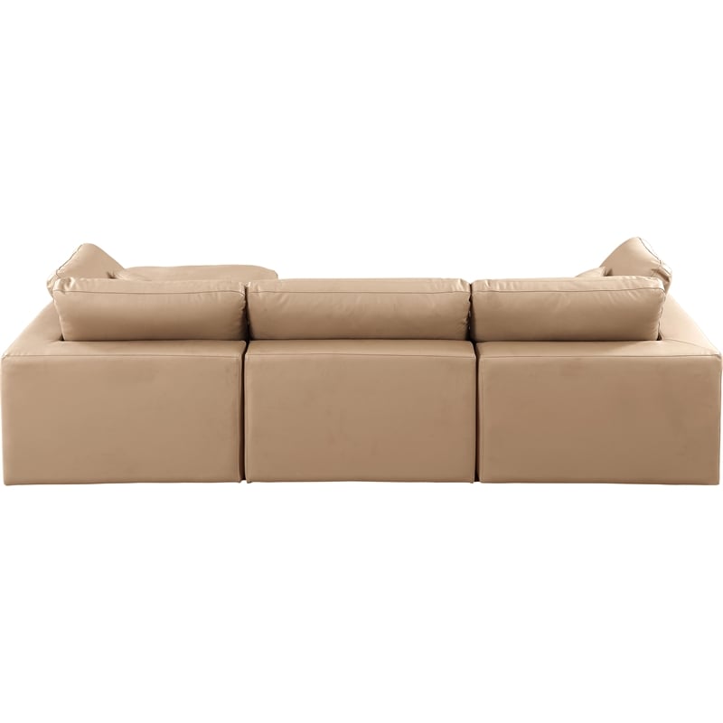 Meridian Furniture Comfy Tan Vegan Leather 4-Pc. Modular Sectional