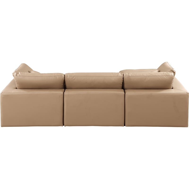 Meridian Furniture Comfy Tan Vegan Leather 4-Pc. Modular Sectional