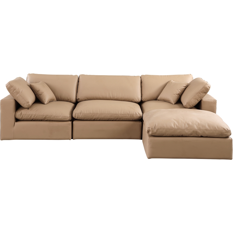 Meridian Furniture Comfy Tan Vegan Leather 4-Pc. Modular Sectional