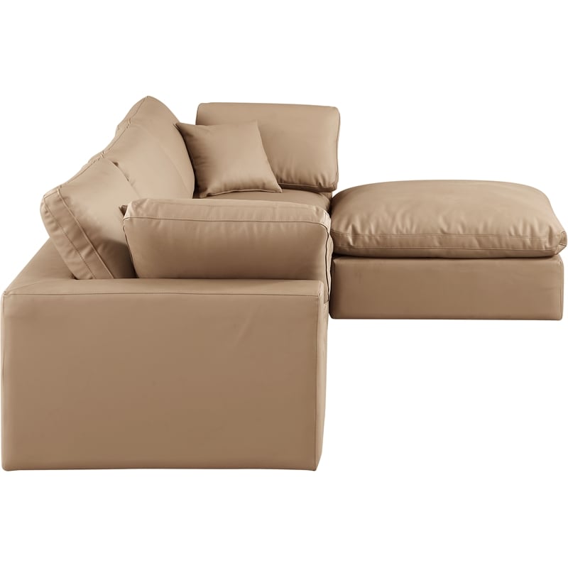 Meridian Furniture Comfy Tan Vegan Leather 4-Pc. Modular Sectional