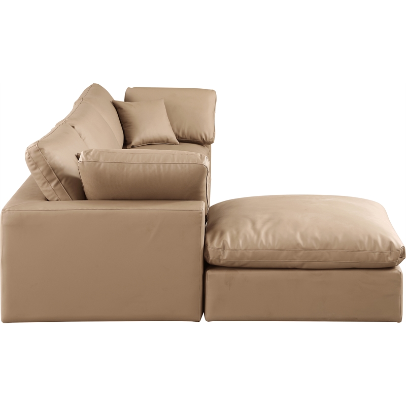 Meridian Furniture Comfy Tan Vegan Leather 4-Pc. Modular Sectional