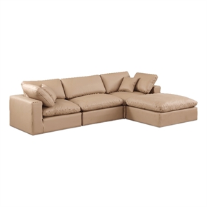 Meridian Furniture Comfy Tan Vegan Leather 4-Pc. Modular Sectional