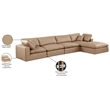 Meridian Furniture Comfy Tan Vegan Leather 5-Pc. Modular Sectional