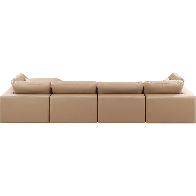Meridian Furniture Comfy Tan Vegan Leather 5-Pc. Modular Sectional