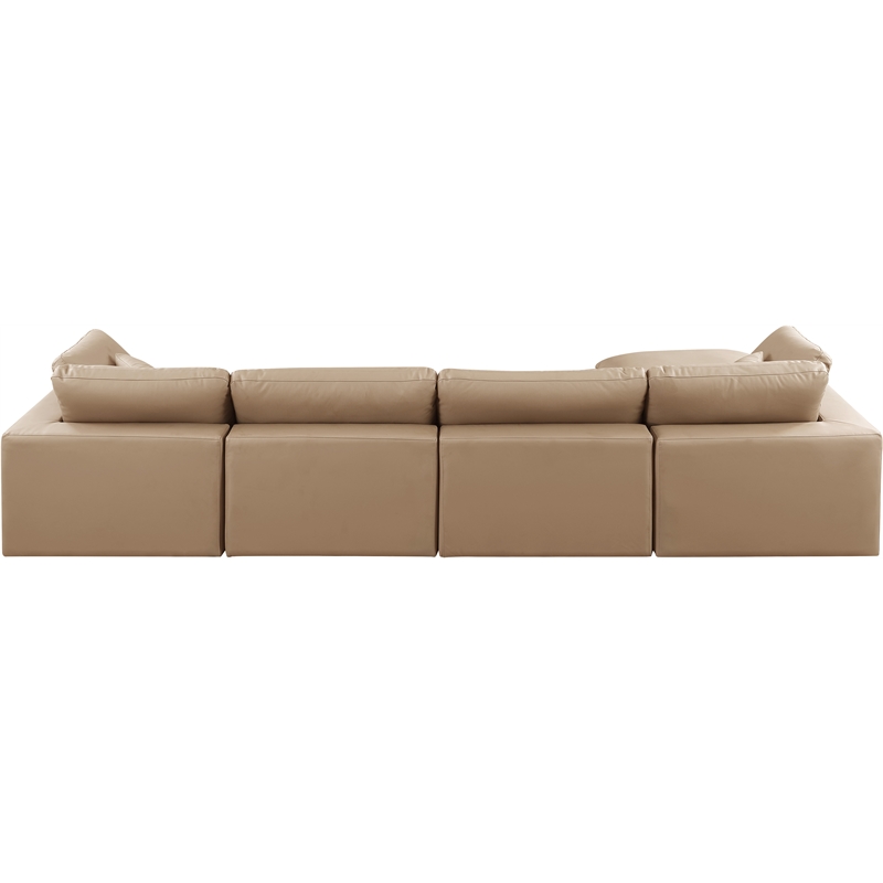 Meridian Furniture Comfy Tan Vegan Leather 5-Pc. Modular Sectional