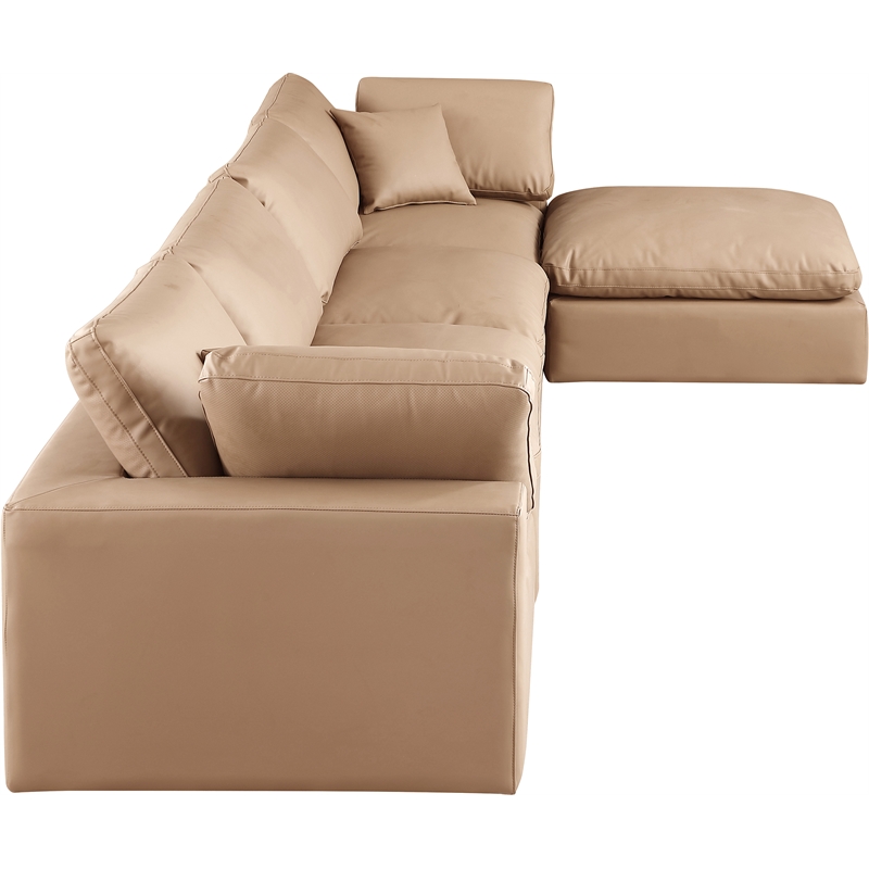 Meridian Furniture Comfy Tan Vegan Leather 5-Pc. Modular Sectional
