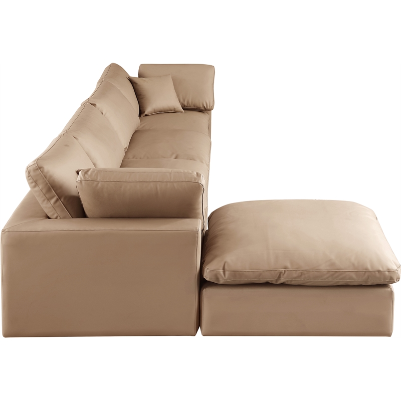 Meridian Furniture Comfy Tan Vegan Leather 5-Pc. Modular Sectional