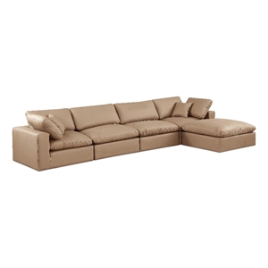 Meridian Furniture Comfy Tan Vegan Leather 5-Pc. Modular Sectional