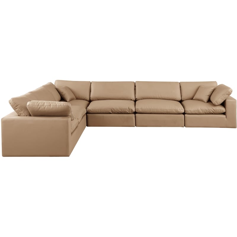 Meridian Furniture Comfy Tan Vegan Leather 6-Pc. Modular Sectional
