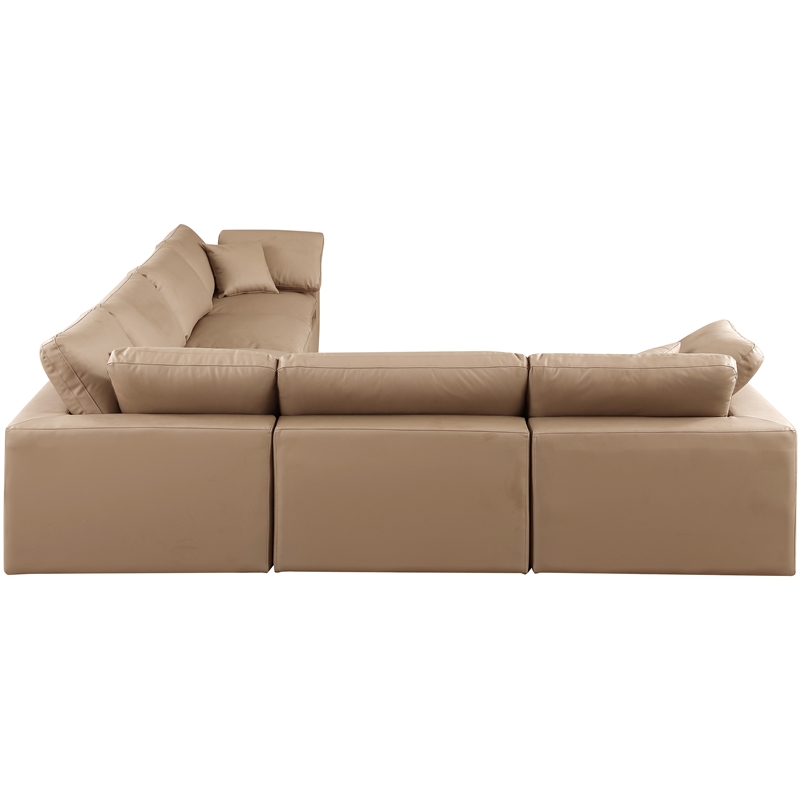 Meridian Furniture Comfy Tan Vegan Leather 6-Pc. Modular Sectional