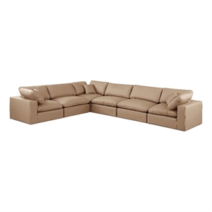 Meridian Furniture Comfy Tan Vegan Leather 6-Pc. Modular Sectional