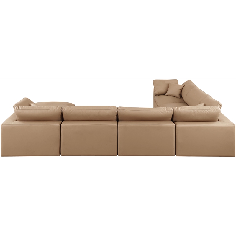 Meridian Furniture Comfy Tan Vegan Leather 7-Pc. Modular Sectional