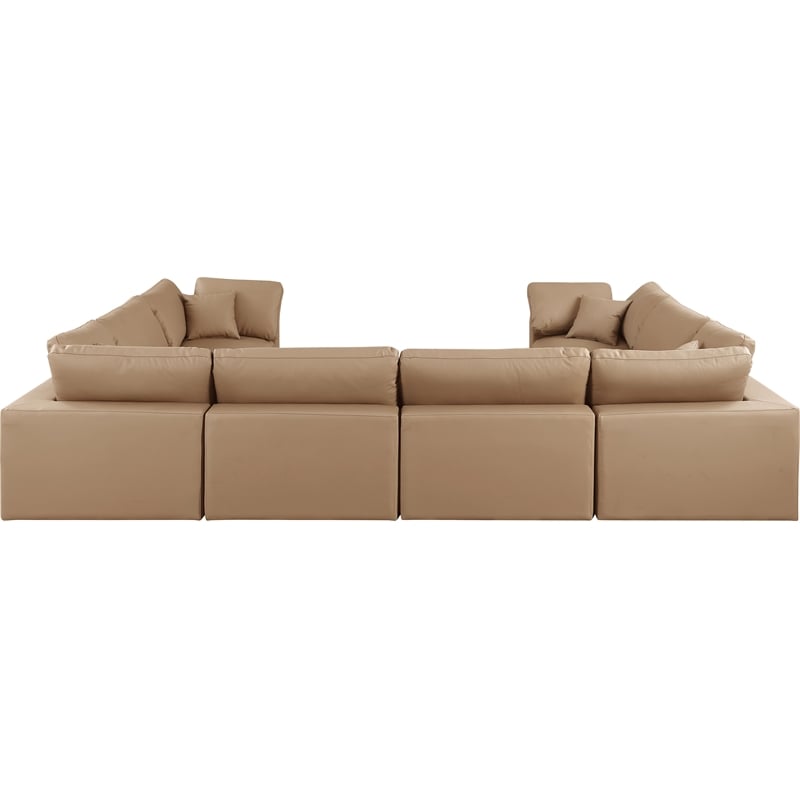 Meridian Furniture Comfy Tan Vegan Leather 8-Pc. Modular Sectional