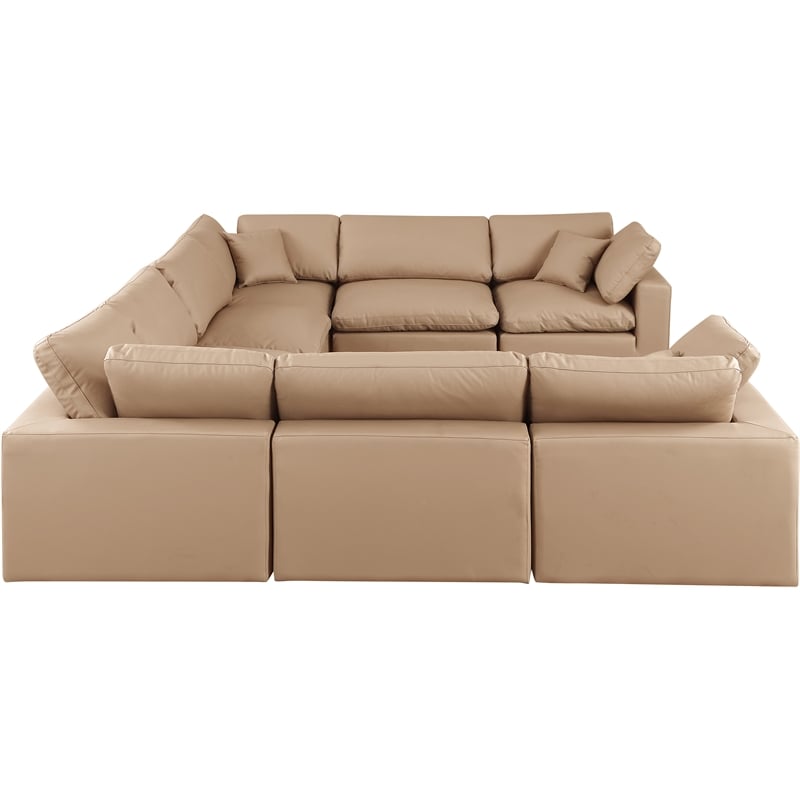 Meridian Furniture Comfy Tan Vegan Leather 8-Pc. Modular Sectional