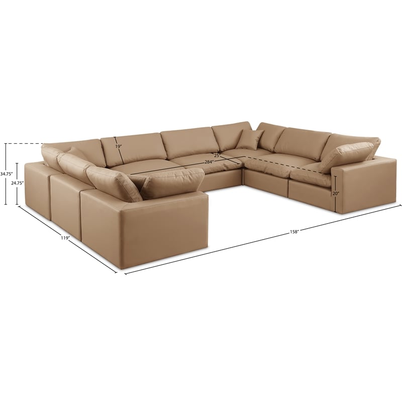 Meridian Furniture Comfy Tan Vegan Leather 8-Pc. Modular Sectional
