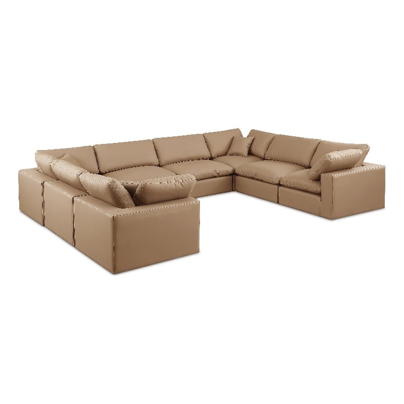 Meridian Furniture Comfy Tan Vegan Leather 8-Pc. Modular Sectional