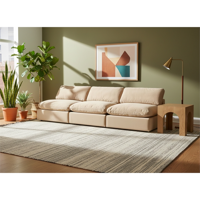Meridian Furniture Comfy Beige Velvet 3-Pc. Modular Sofa