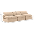 Meridian Furniture Comfy Beige Velvet 3-Pc. Modular Sofa