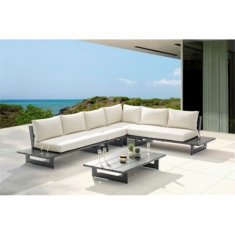 Meridian Furniture Maldives Cream Water Resisting Outdoor Modular Sectional