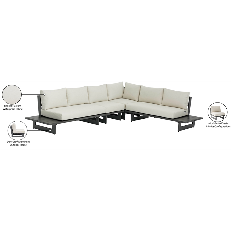 Meridian Furniture Maldives Cream Water Resisting Outdoor Modular Sectional