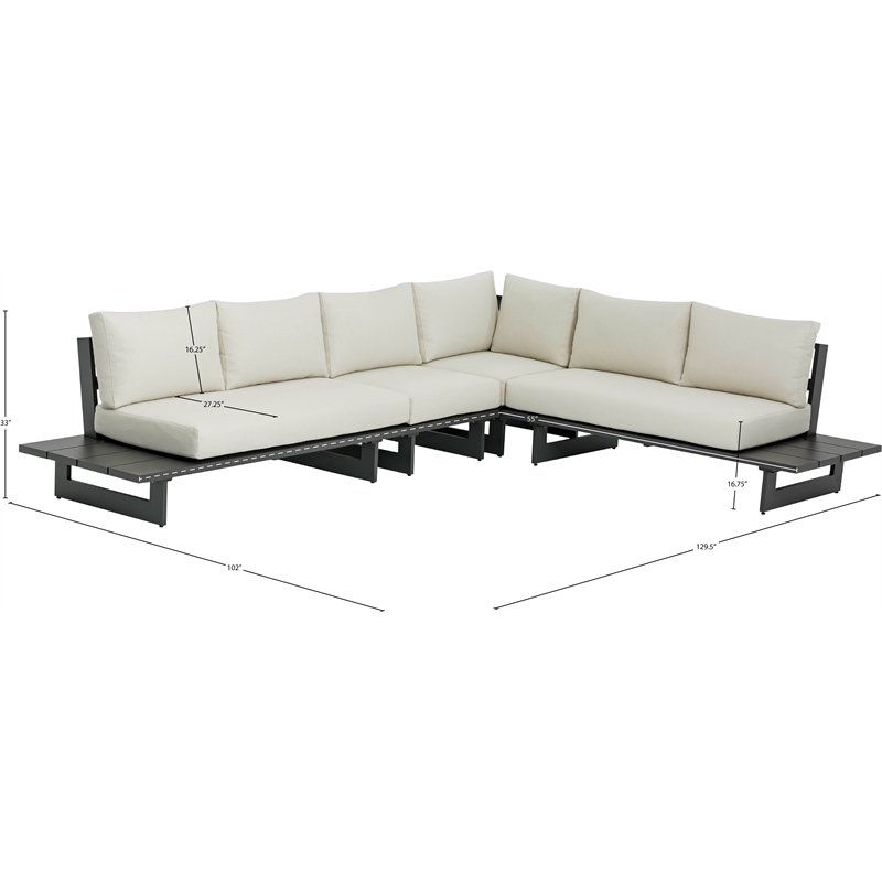 Meridian Furniture Maldives Cream Water Resisting Outdoor Modular Sectional