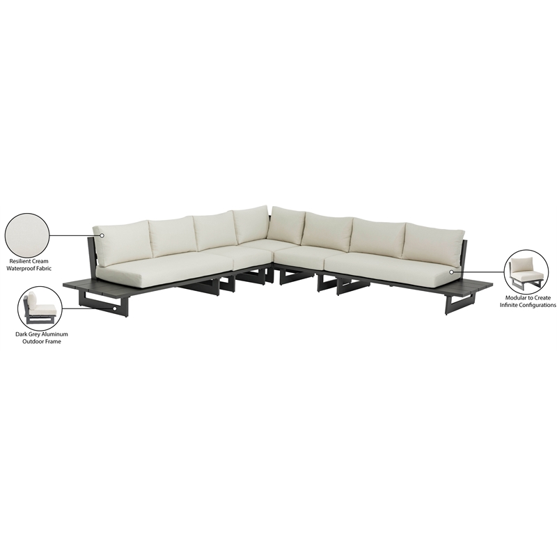Meridian Furniture Maldives Cream Water Resisting Outdoor Modular Sectional
