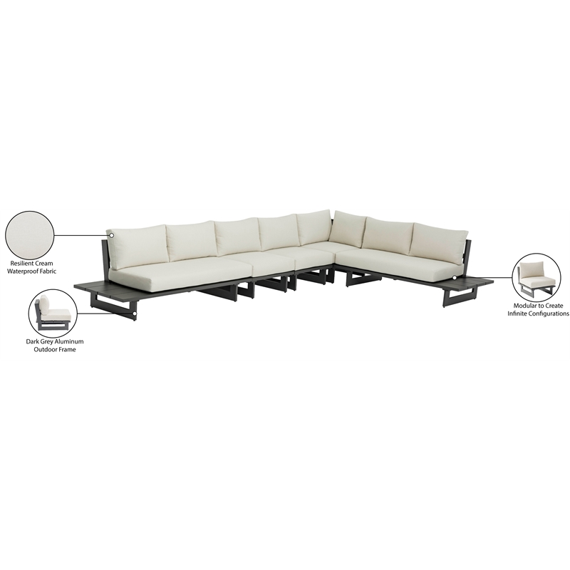 Meridian Furniture Maldives Cream Water Resisting Outdoor Modular Sectional
