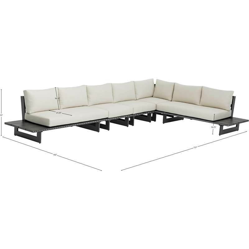 Meridian Furniture Maldives Cream Water Resisting Outdoor Modular Sectional
