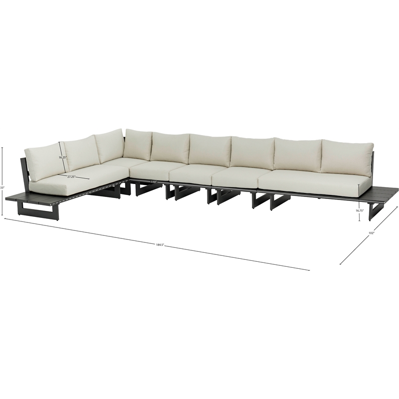 Meridian Furniture Maldives Cream Water Resisting Outdoor Modular Sectional