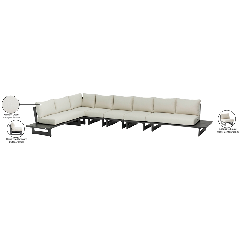 Meridian Furniture Maldives Cream Water Resisting Outdoor Modular Sectional