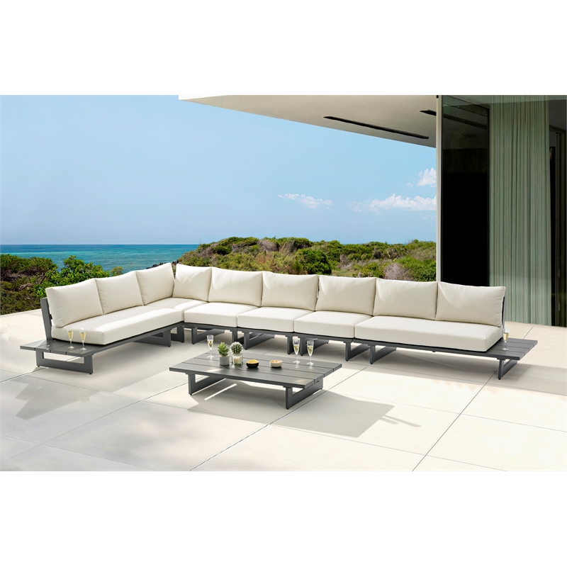 Meridian Furniture Maldives Cream Water Resisting Outdoor Modular Sectional