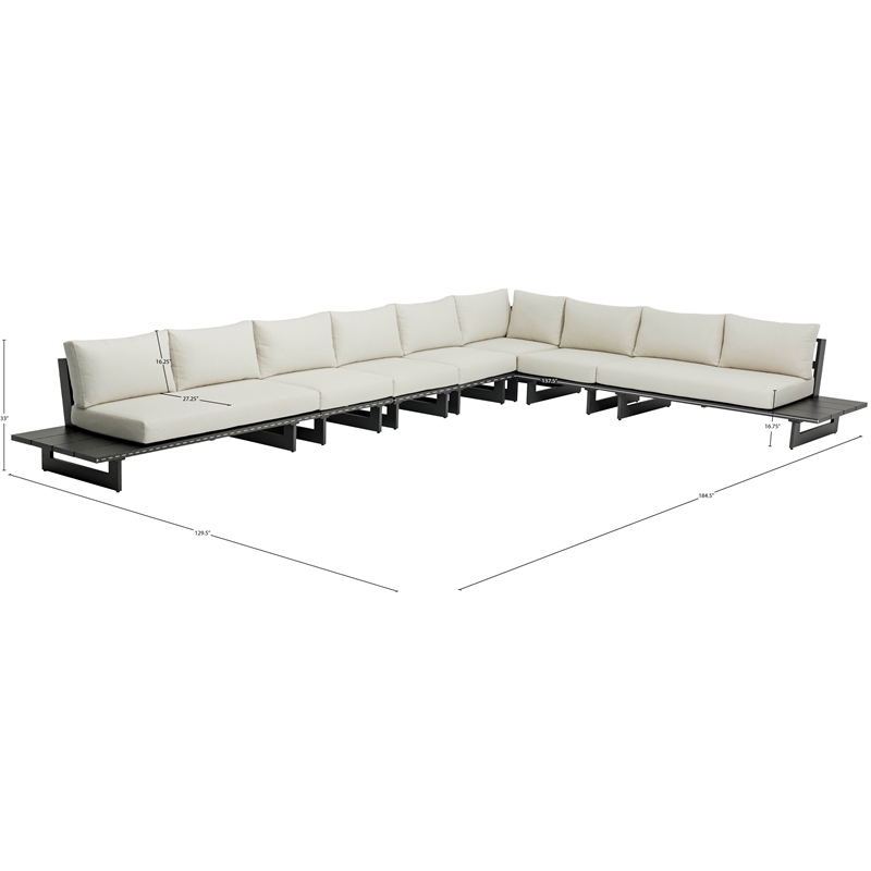 Meridian Furniture Maldives Cream Water Resisting Outdoor Modular Sectional