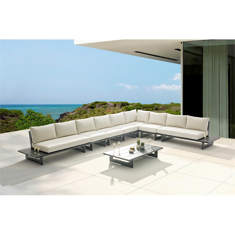 Meridian Furniture Maldives Cream Water Resisting Outdoor Modular Sectional
