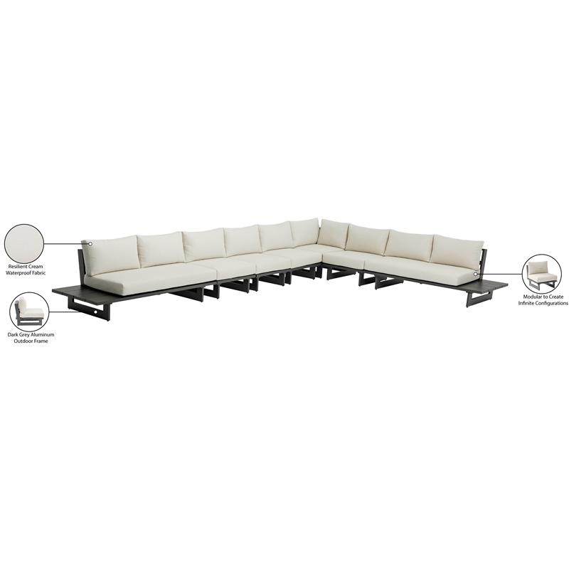 Meridian Furniture Maldives Cream Water Resisting Outdoor Modular Sectional