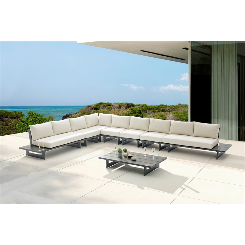 Meridian Furniture Maldives Cream Water Resisting Outdoor Modular Sectional