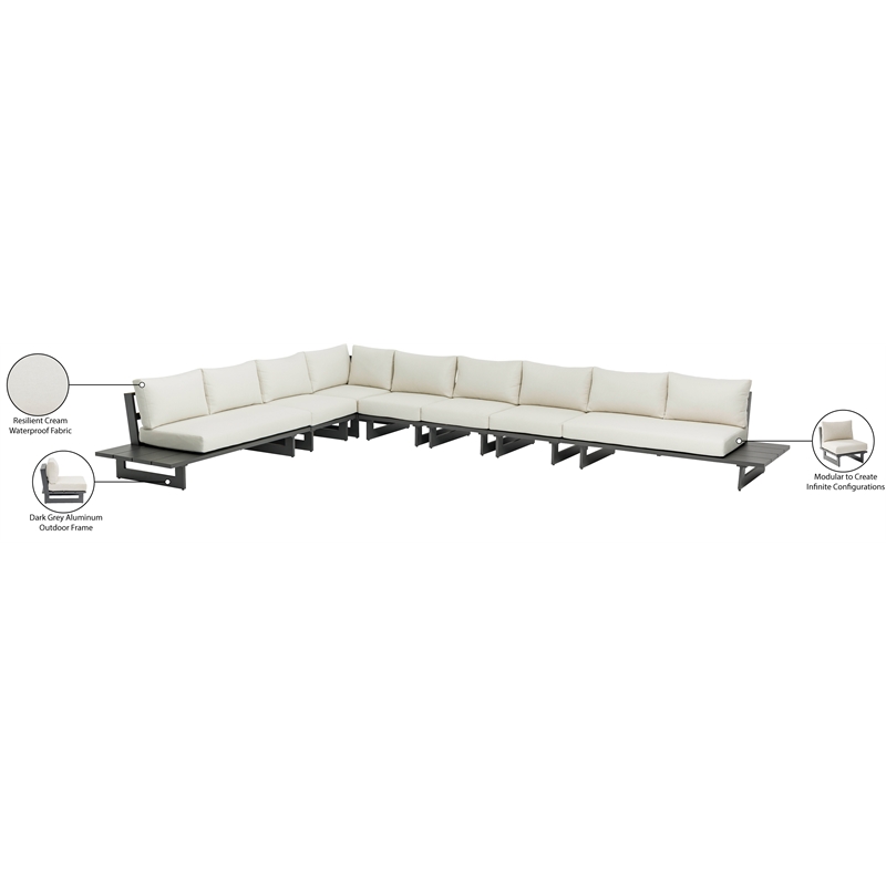 Meridian Furniture Maldives Cream Water Resisting Outdoor Modular Sectional