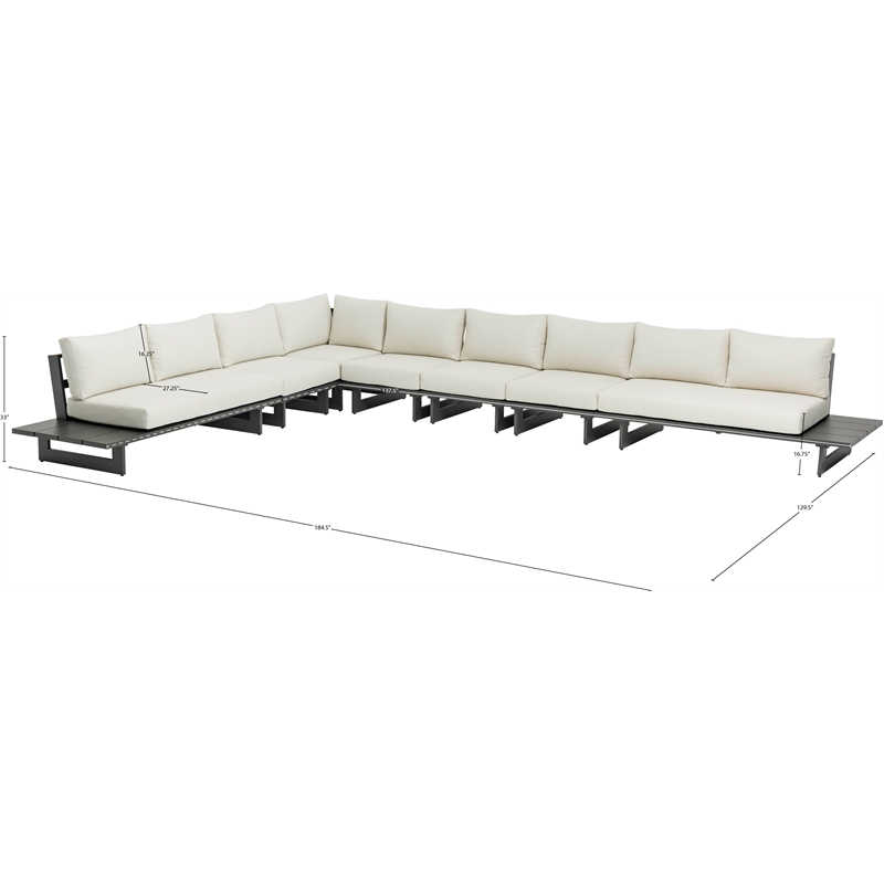 Meridian Furniture Maldives Cream Water Resisting Outdoor Modular Sectional